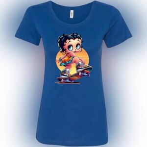 Retro Cartoon Skater Girl Graphic T-Shirt